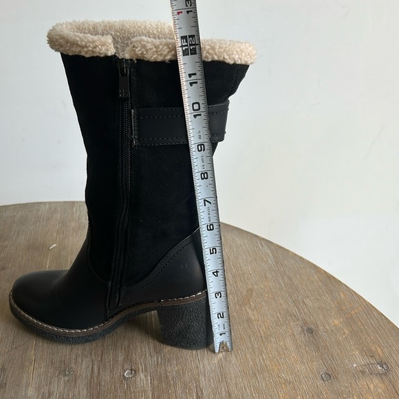 Scarpini Black Faux Leather Suede Boots Mid Calf Block Rubber Heel EU Size 37 - Picture 16 of 17